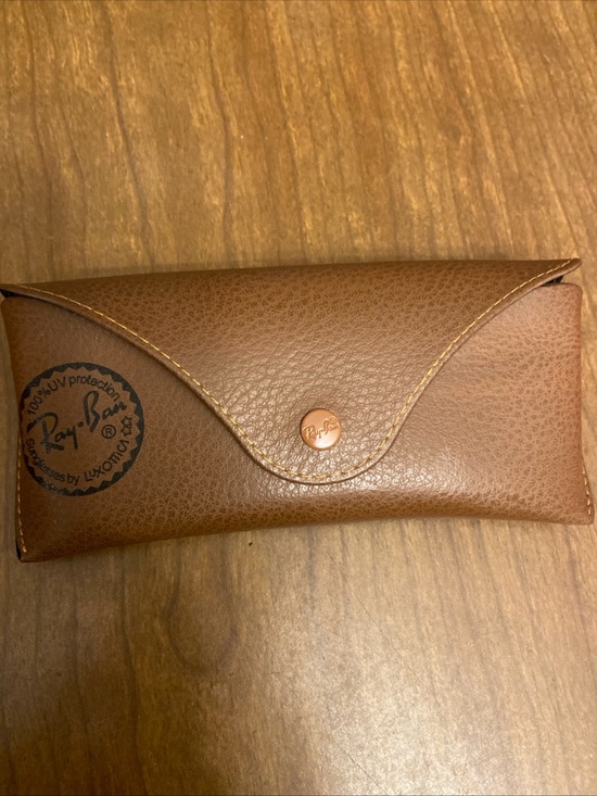 Ray-Ban Accessories - Ray-Ban Medium Brown Pebbled Leather Logo Snap Hard Sunglasses Case Only.